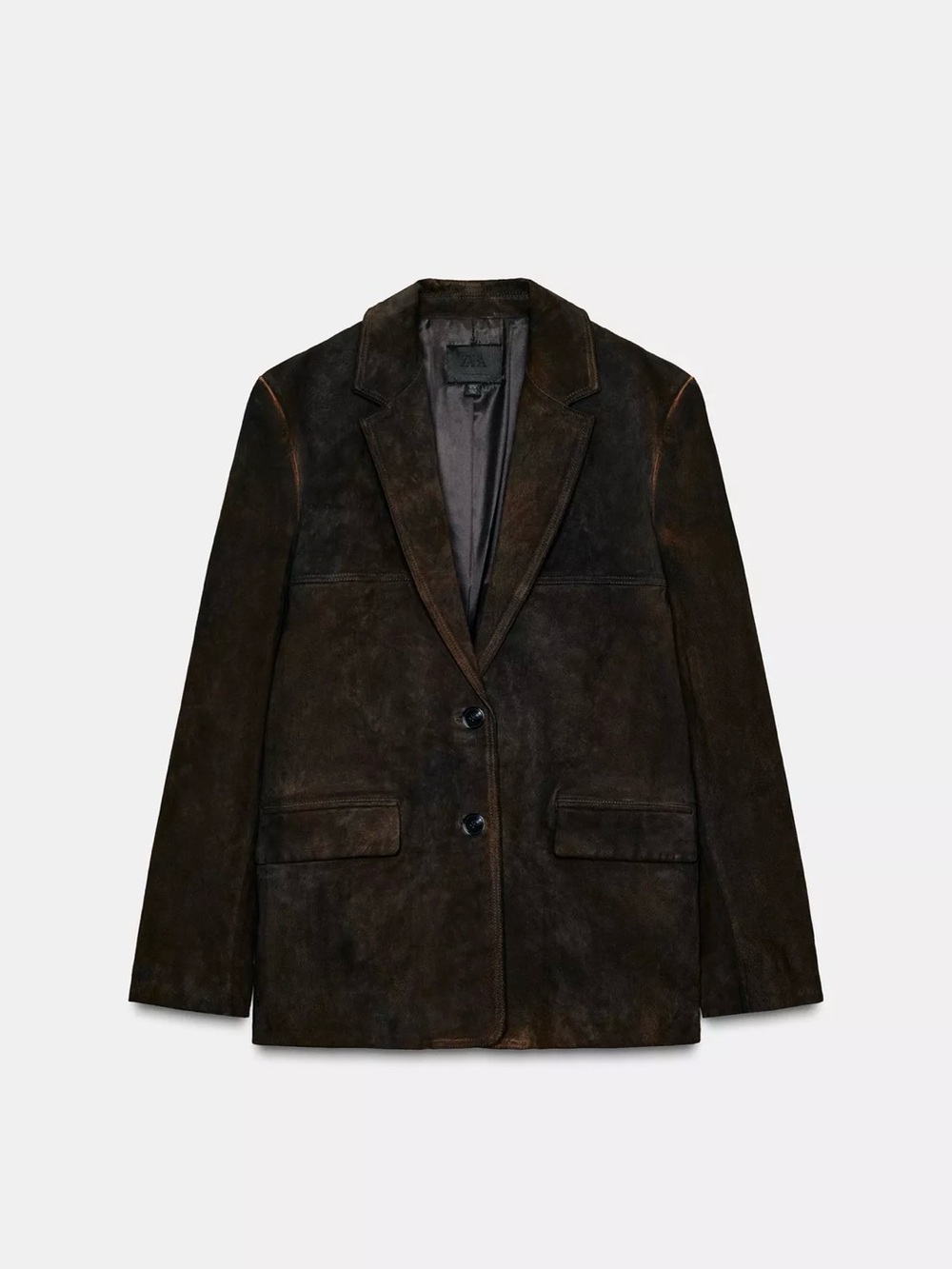 New Zara Women 100% Suede Leather Pocket Blazer M Rust Jacket outerwear $325